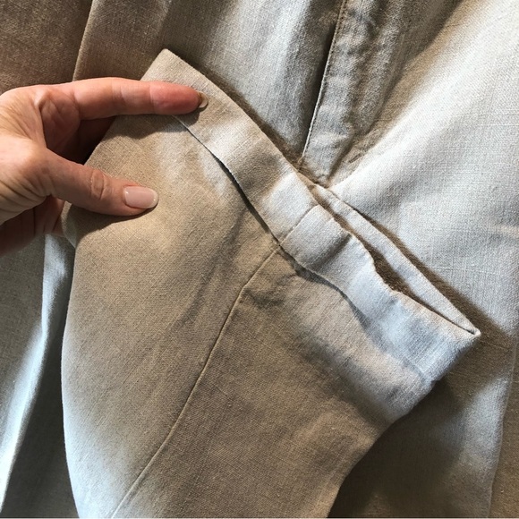 Mens 100 linen Eddie Bauer pleat front cuff hem pants size 36 tall - Picture 2 of 10